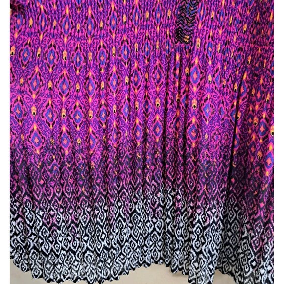 Catherines 14W-16W Multicolor Scoop Neck Baby Doll Sheer Top Chevron Beading - Picture 6 of 8